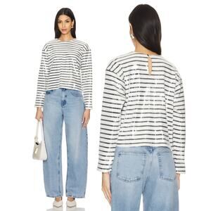 FRAME Sequin Top Size Large Navy Multi